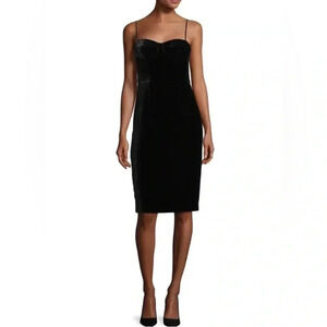 NWT THEORY Corset Luxe Velvet Sheath Dress in black size 8